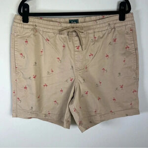 Bixby Nomad Flamingo Shorts Tan Cotton Chino Pull On Vacation Summer Mens 38x6.5